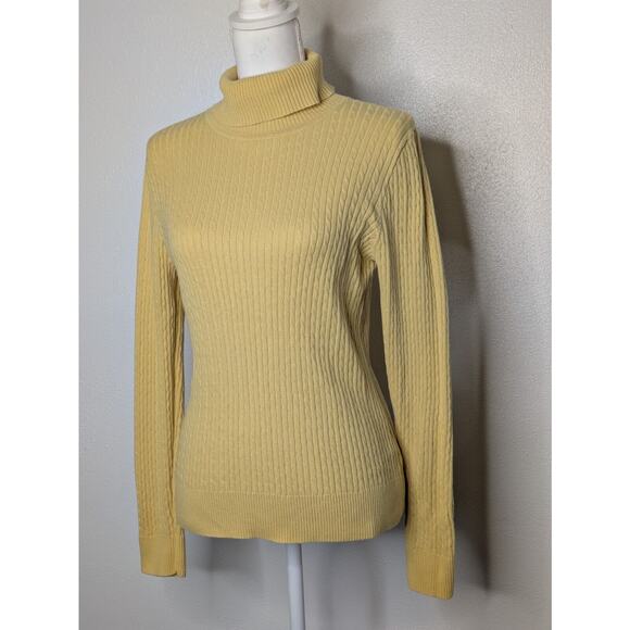 Jeanne Pierre Women’s 100% Cotton Turtleneck Fitted Ribbed Long Sleeve Sweater M - Picture 3 of 7